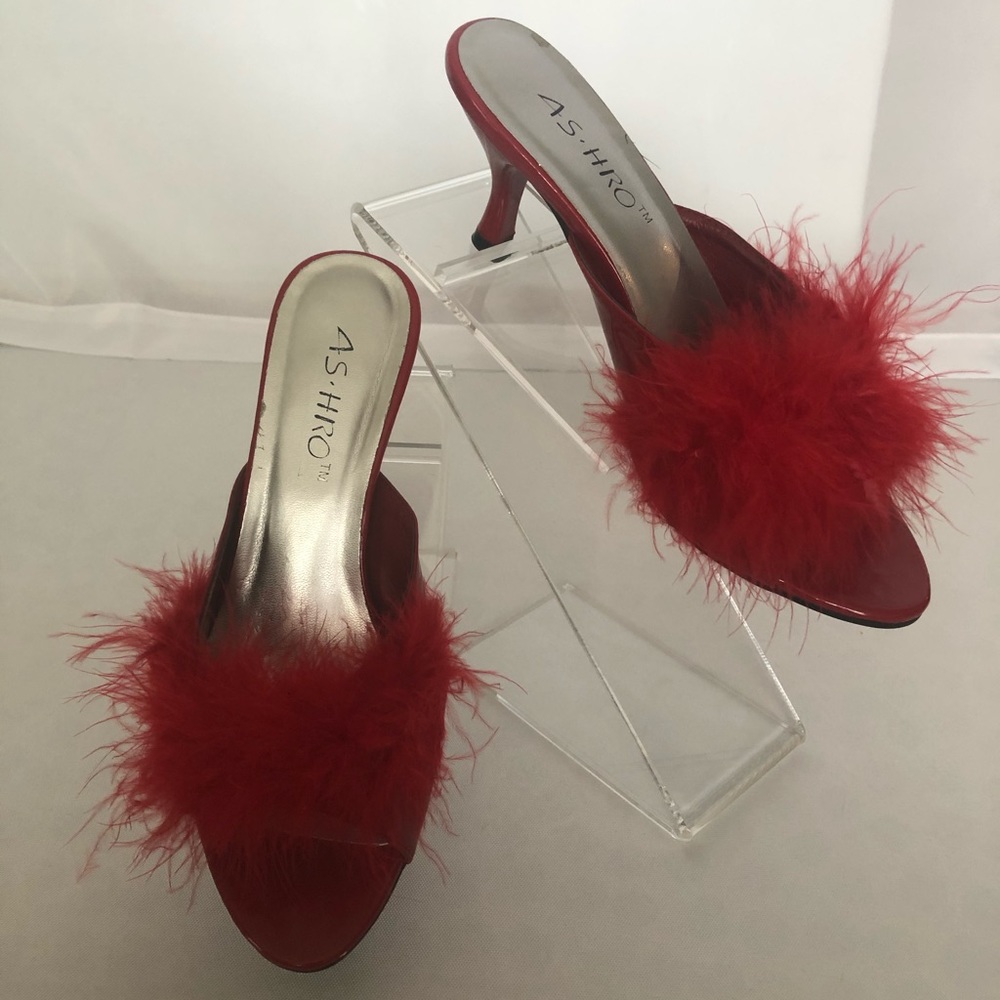 Feather kitten heel Slippers